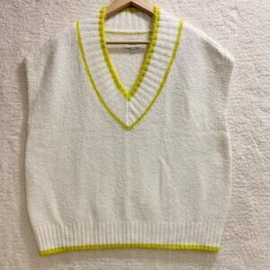 Pistola Kiran Sweater Vest Womens Large Ivory and Lime Green Oversized Academia